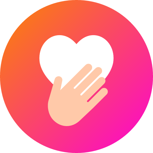 Cartoon hand over love heart