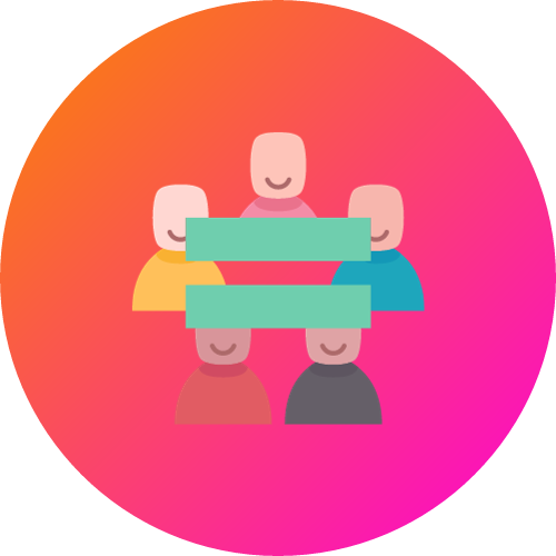 Group of people with equals sign