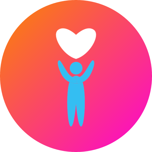 Person standing under love heart